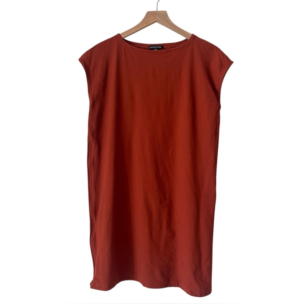 Eileen Fisher Rust Burnt Orange Sleeveless Oversized Boxy Dress Tunic Size XS